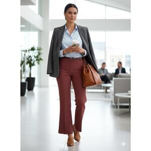 Topshop Cranberry High Waisted Rise Wide Leg Dress Pant in size 8